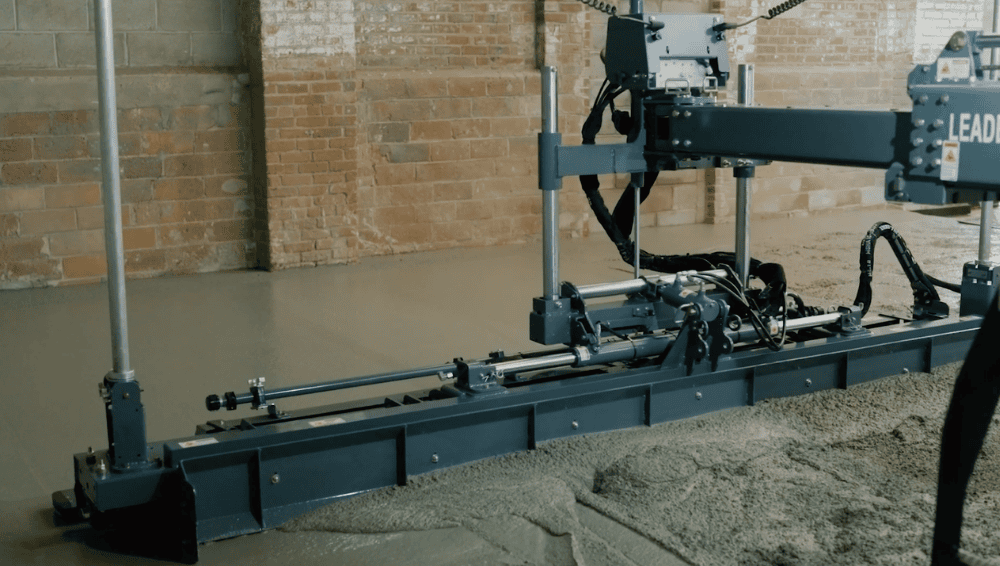 industrial concrete floor being leveled